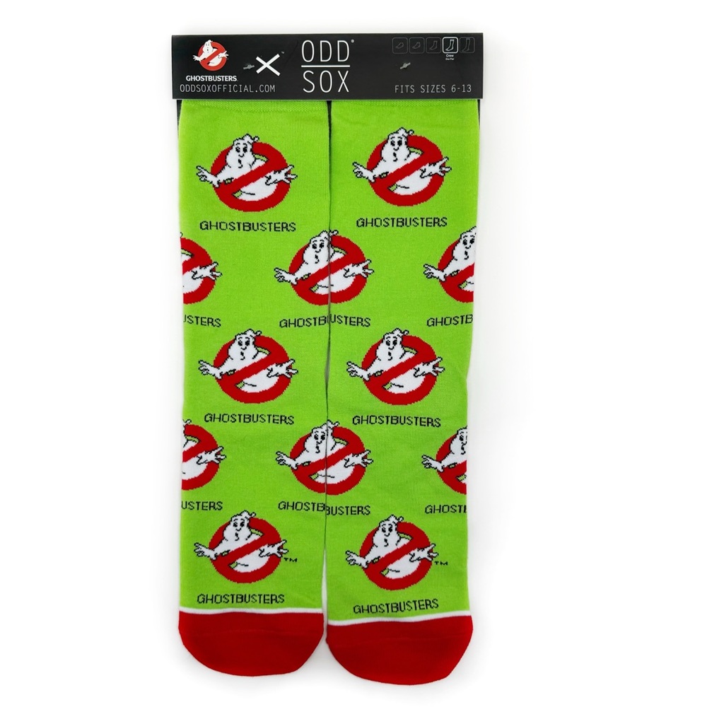 Odd Sox Ghostbusters Crew Socks Mens Womens Gift 80s 90s Movie Film Green Red